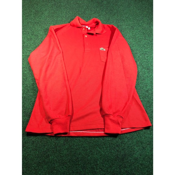 Vintage Chemise Lacoste Men's XL Red Long Sleeve Polo Shirt - Picture 1 of 5